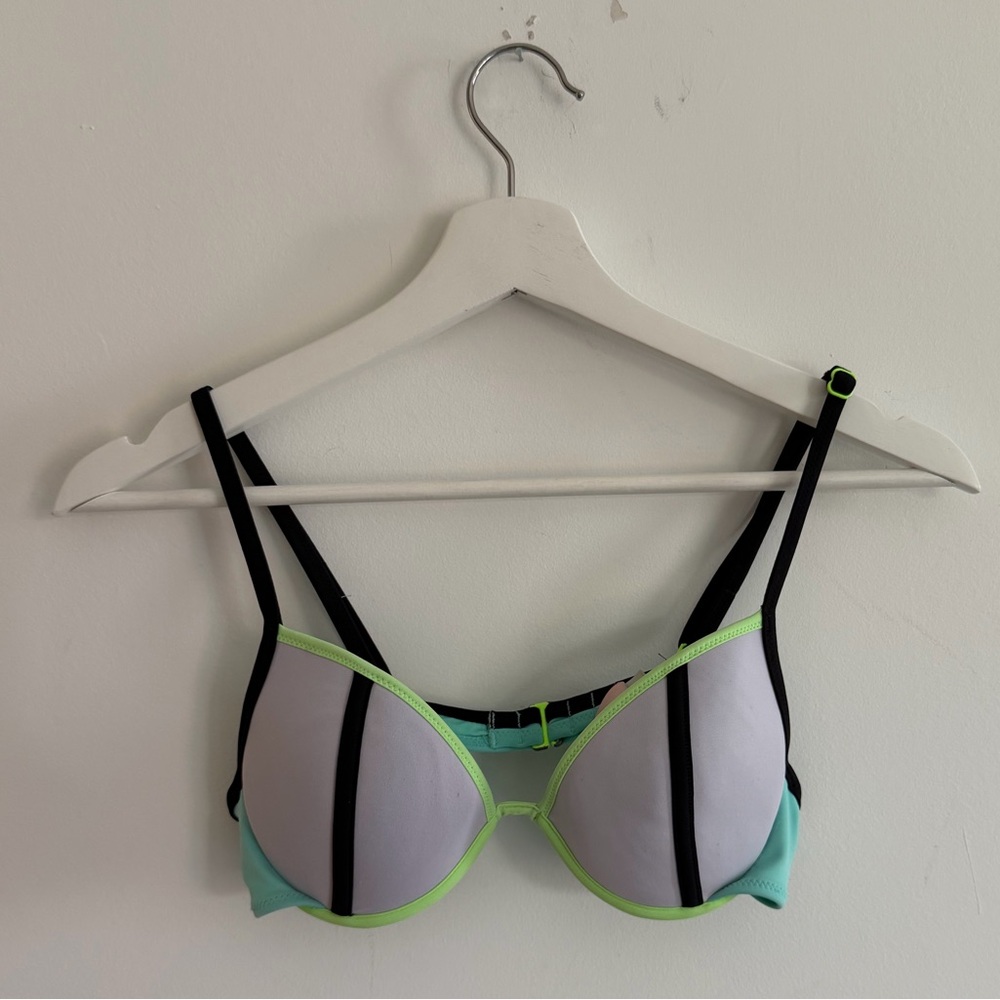 Vintage Victoria's Secret Black and Mint Bikini Top